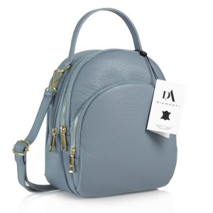 Rucsac dama din piele naturala DiAmanti Amato Albastru Denim